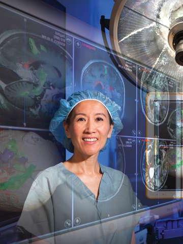 Dr. Linda Liau and brain scan